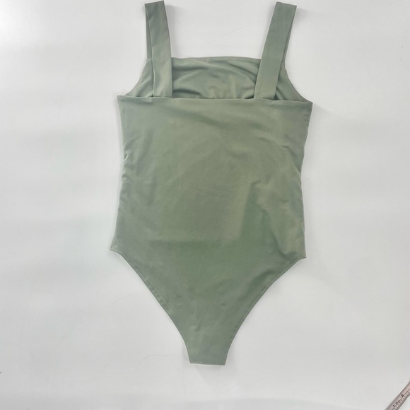 Reoria Viral Amazon TikTok Army Green Full Coverage Lined Square Neck Bodysuit L - Picture 3 of 7